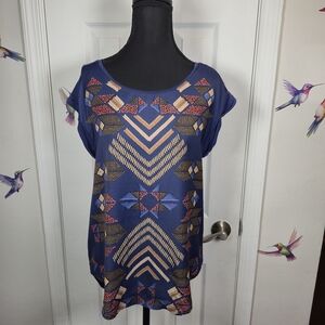 Catherine Malandrino Intarsia Knit Geometric Tunic Top Size M
